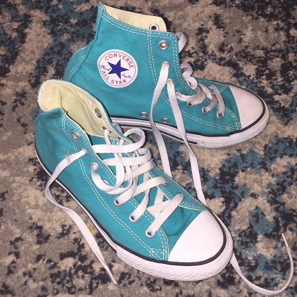 Converse | Shoes | Converse Aqua Color Size 3 Youth High Top | Poshmark